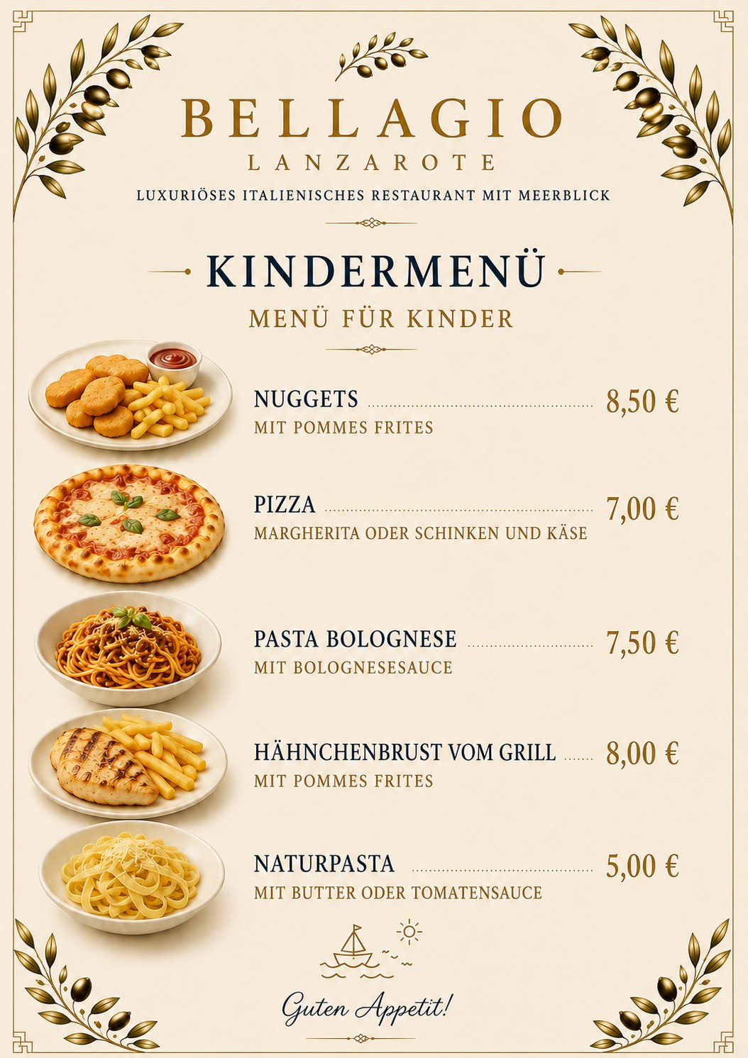 Bellagio Lanzarote — Kindermenü